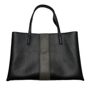 Vince Camuto Women’s Black Gray Stripe Pebbled Soft Vegan Leather Tote Bag